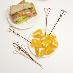 Aperitivos de cóctel de Color de bambú natural, bocadillo, sándwich, comida para dedos, <span class=keywords><strong>tapas</strong></span>, pincho de nudo de corazón de fruta para uso decorativo - Product Image 5