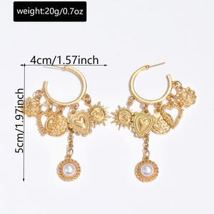 Nouveau style de luxe haut de gamme pour femmes Sun-Heart Pearl Tassel Dangle Big Hoop Boucles d'oreilles pour cadeau de mode pour femmes - Product Image 6