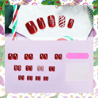 Ongles à presser de style français pour Noël, courts, motif marbré, logo personnalisé, qualité export automne/hiver, usine de pointes d'ongles