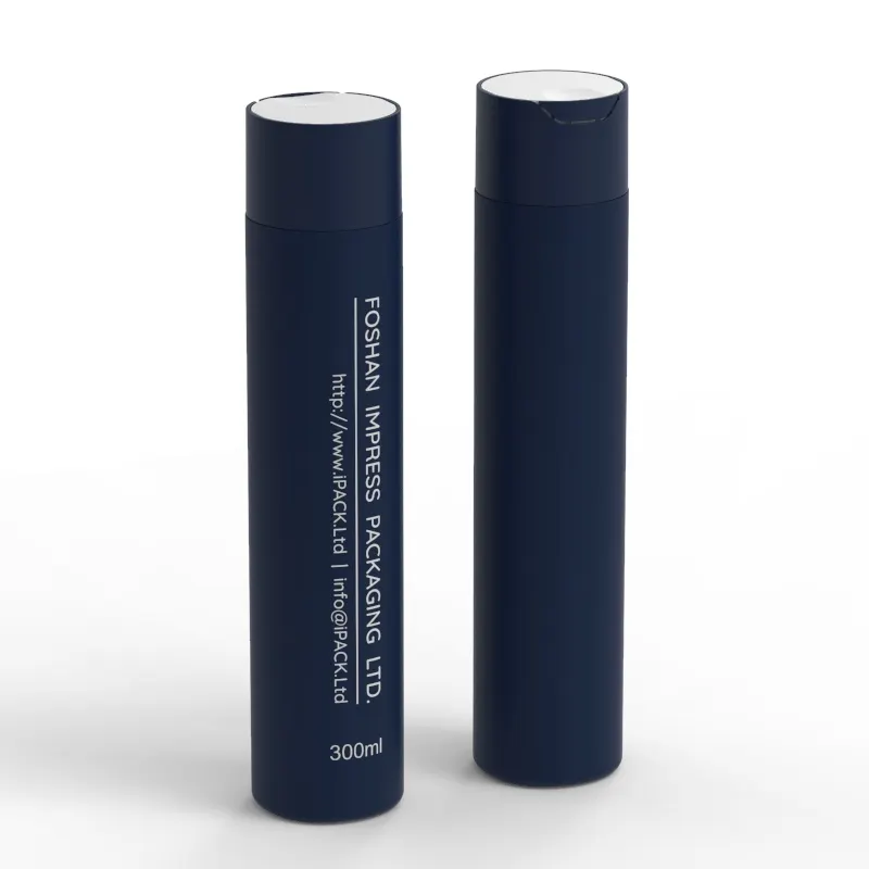Navy blue Hair Shampoo Shower Gel Container Tamper-proof White Disc Cap PE Plastic 300ml Bottle