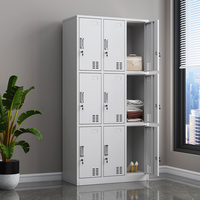 Armoire en acier moderne à 9 portes, armoire en métal, armoire de rangement, armoire à chaussures, adaptée aux bureaux à domicile, aux dortoirs, aux hôpitaux, aux gymnases