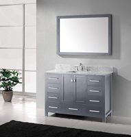 Meuble-lavabo rectangulaire moderne de 54 pouces avec vasque simple, plateau en marbre blanc, construction en bois étanche, design sur pied
