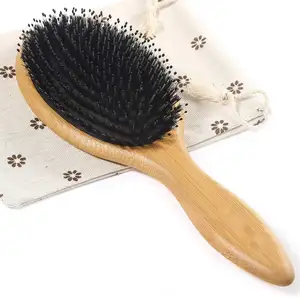 イノシシの毛とナイロンの毛濡れた髪と乾いた髪のための木製の竹の毛ブラシ柔軟さのための滑らかなマッサージ