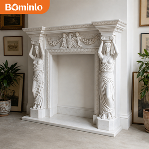 Figure de Caryatide en marbre blanc, <span class=keywords><strong>frise</strong></span> de cheminée Putti, design néoclassique sculpté à la main pour hôtel de luxe, musée, grand hall - Product Image 3