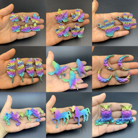 Vente en gros de sculptures de libellules en bismuth doré, pierres de guérison Reiki en cristal, artisanat animalier pour la décoration de la maison, cadeau