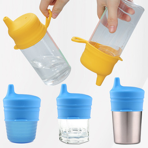 Tapas de silicona multicolores, respetuosas con el medio ambiente, rango de edad de 0-12 meses, producto de alimentación para bebés y niños, cubierta de taza para niños - Product Image 3