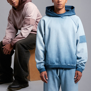 Sweat à capuche oversize KingSen pour homme, style streetwear hiver, imprimé numérique, coton délavé, design vintage avec patchs, hip hop - Product Image 1