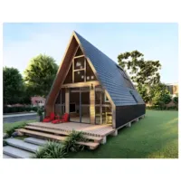 Maisons de villa en bois triangulaire à cadre en A préfabriquées Maison triangulaire personnalisée Villa en acier léger Maison triangulaire préfabriquée