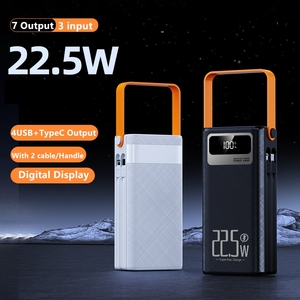 Banco de energía de alta capacidad 30000mAh 22,5 W Pantalla LED de carga rápida 4USB Tipo-C Banco de Energía de salida 30000mAh Construido en 2 cables 30cm - Product Image 3