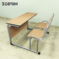 Prix de gros - Bureau scolaire double en bois détachable avec chaise et table en acier pour deux élèves