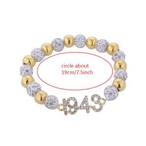 Design élastique Grec Sigma Gamma Rho Chapitre Philo Accent Bijoux Or et Blanc Bling Perlé Sororité Philo 1943 <span class=keywords><strong>Bracelet</strong></span> - Product Image 6