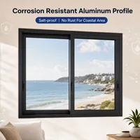 Ventana Corredera de Aluminio con Rotura de Puente Térmico, Vidrio Templado, Estructura Horizontal Resistente a Huracanes para Proyectos de Construcción de Balcones
