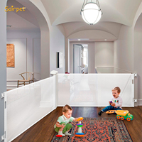 Barrière de sécurité rétractable double face pour bébé Barrière en maille pour animaux de compagnie Barrière de sécurité pour enfants pour portes, escaliers, couloirs intérieurs et extérieurs