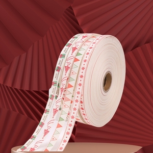 Pita katun cetakan pohon Natal bundel dekoratif pita kotak hadiah untuk DIY kemasan hadiah bunga Paskah - Product Image 4