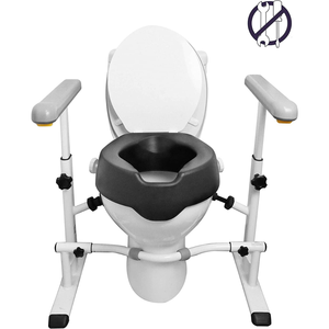 Soft Toilet Seat Riser (10 cm) with Armrest Frame, Toilet Seat Riser for Adults with Bathroom <b>Grab</b> <b>Bars</b> KMINA - Product Image 4