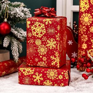 Christmas <b>Wrapping</b> <b>Paper</b> Red Gold Snowflake Embossed 3D Holiday Gift Wrap Roll 46.8 Square Feet Recyclable Craft Gift Packaging - Product Image 5