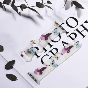 Bracelet en silicone souple transparent imprimé avec boucle papillon pour Apple Watch, bracelet tendance pour femmes pour IWatch S11/10/9/8/Ultra3/SE - Product Image 4