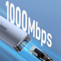 SAMZHE 5Gbps Type-C 1000Mbps Port Ethernet USB 3.0 Dock Ekspansi 4 Port Hub Splitter Adaptor RJ45 Extender Paduan Aluminium Stok