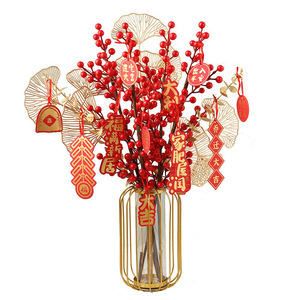Flores Artificiales Kch Lucky Fruit, Bayas Rojas de Granada, Decoración de PVC Mixta para el Hogar, Accesorios para Bodas, Regalo de Inauguración de Casa - Product Image 5