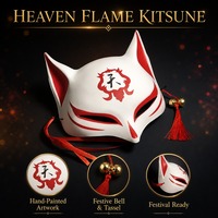 Masque de renard Kitsune japonais, lot de 8 pièces, Halloween, fête de remise de diplôme, festival doré, peint à la main, écologique, imperméable, cosplay