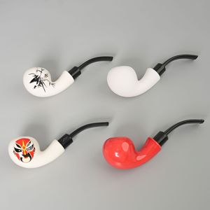 MUXIANG Ceramic Smoking Pipe Bent Type With Filter Acrylic Mouthpiece Tobacco Pipe For Personal Gift - Product Image 2