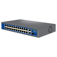 Switch PoE Hisource Active 24+2+1 10/100/1000 con AI Watchdog, VLAN, compatible con distancia de 250m