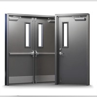 Porte coupe-feu en acier UL, simple ou double battant, porte de sortie d'urgence avec barre de poussée, porte d'accès sécurisée pour bâtiments publics et commerciaux