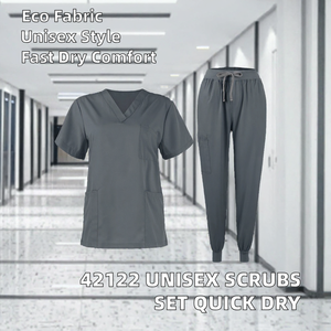 Custom Unisex Medical <b>Scrub</b> Set V Neck Short Sleeve Top Jogger Pants Quick Dry Hospital Nursing Uniform OEM - Product Image 2