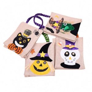Decoraciones de Halloween, Bolsa de Yute con Diseño de Calabaza de Dibujos Animados, Bolsa de Dulces para Niños, Bolsas de Regalo para Niños - Product Image 1