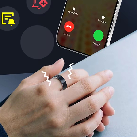 2026 Elegant Fashion TM22 Smart Rings Clock Reminder Motor Vibration Alertes Incoming Call Vibrating Finger Ring for Men