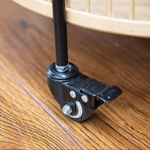 Chariot de cuisine en bambou et rotin fait main, 2 niveaux, étagère de rangement alimentaire écologique avec 4 roues pour salon - Product Image 6