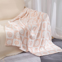 Nordische doppelte halbe Seite Smiley Fleece Sofa bezug Feder garn Decke Wolke doppelt gestrickte Decke