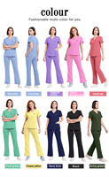 Ensembles de blouses médicales pour femmes en poly-rayonne et élasthanne, doux, respirants, anti-humidité, 10 poches, logo personnalisé, haute qualité