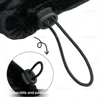 Fujia Nouveau Bonnet de perruque en velours noir à longue queue avec cordon de serrage, durable et confortable toute la journée, avec logo personnalisé, en gros, pour femmes et hommes