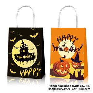 Halloween fantasma casa embrujada Castillo calabaza regalo libro de tapa dura con impresión Digital bolsa de papel Kraft - Product Image 3