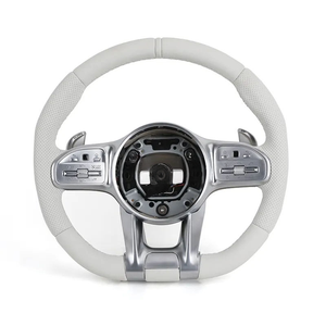 Volant confortable tout en cuir blanc pour <span class=keywords><strong>Mercedes</strong></span> Benz W205 CLS W218 GLA45 CLW216 CL500 CL550 <span class=keywords><strong>CL55</strong></span> CL63 C43 C63 <span class=keywords><strong>AMG</strong></span> - Product Image 1
