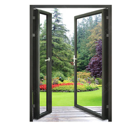 Porte en verre en alliage d'aluminium moderne personnalisée, imperméable, pour entrée extérieure, hôtel et centre commercial, avec design à battants français