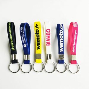 Cheap No Minimum Custom Silicone <b>Wristlet</b> Keychain Silicon Key Holders - Product Image 1