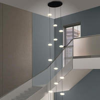 Nordique minimaliste fer longue hauteur réglable acrylique boule ronde chaîne LED suspension lumière pour escalier moderne Villa Duplex Loft