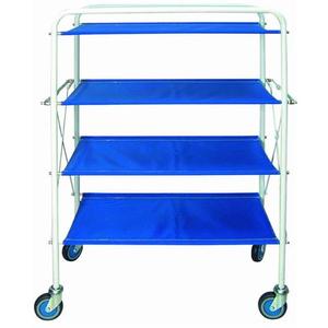Carrello multiuso a 4 ripiani pieghevole blu con ruote per stoccaggio e trasporto - Product Image 1