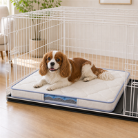 Tapis de repos pour cage à chien d'intérieur avec dessus rembourré, base antidérapante en silicone et fenêtre latérale transparente pour grandes cages domestiques - Idéal pour le refroidissement et les voyages