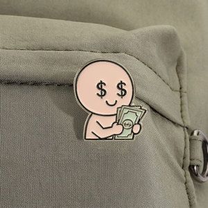Pin de solapa de metal esmaltado de alta calidad <span class=keywords><strong>con</strong></span> figura de dibujos animados y diseño de conteo de dinero, insignia personalizada de dólar, joyería al por mayor - Product Image 4