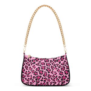 Pink Leopard Print Shoulder Bag Chain Sling <b>Purse</b> Zipper Closure <b>Small</b> Messenger Handbag for Women - Product Image 1