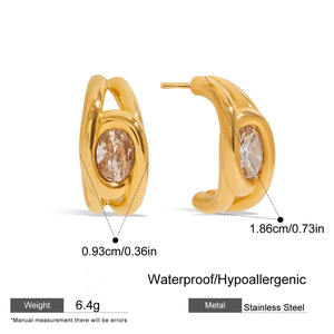 एरेसी नई ट्रेंडी इयररिंग 18k सोने की प्लेटेड चुंकियों के लिए थोक स्टेनलेस स्टील - Product Image 2