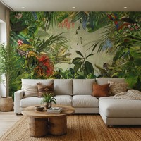 Mural de Pared Personalizado con Diseño de Selva Tropical, Lienzo al Óleo, Papel Tapiz de Selva, Decoración de Pared a Medida para Sala de Estar, Dormitorio, Hotel
