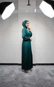 Abaya in Lana Tinta Unita Stile <span class=keywords><strong>Turco</strong></span> Lunghezza Caviglia con Cintura - Set Due Pezzi Moda Musulmana # Abaya, Caftano, Tunica, Vestito, Kimono - Product Image 4