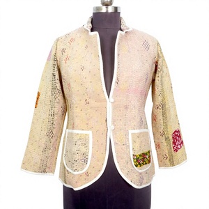 Women's Handmade Knitted Standard Cotton Gudari <b>Jacket</b> Assorted Vintage Reversible Ethnic Winter Indian Style <b>Kantha</b> Front - Product Image 1
