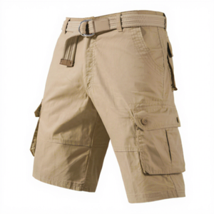 Shorts pour hommes, couleur unie, taille mi-haute, séchage rapide, polyester, décontractés, style Bermuda, avec poches, fermeture boutonnée - Product Image 1