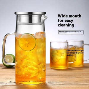 Cool <strong>White</strong> Glass Cold Water <strong>Kettle</strong> with Lid Large Capacity Heat-Resistant Juice Pot Tea Pot for Household Use Tea Set - Product Image 1