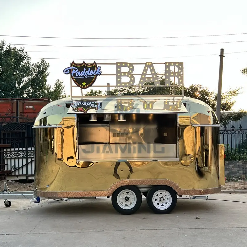 Trailer makanan dengan berbagai peralatan es krim hamburger pizza pancake kopi/airstream baja tahan karat makanan mobile karavan